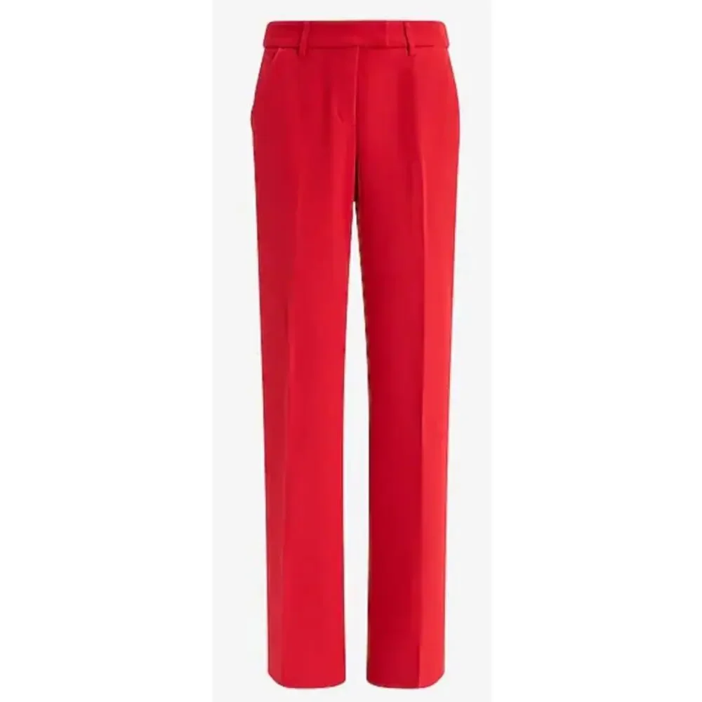 Express Red Editor Studio Stretch Twill Mid Rise Workwear Trousers US Womens 4R - Picture 1 of 8